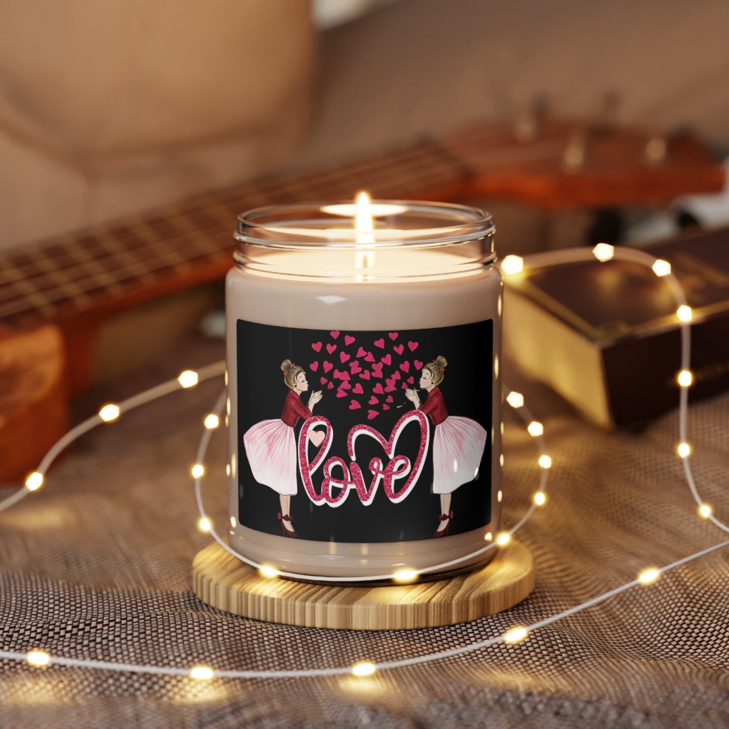 Free Flowing Love Hearts Scented Soy Candle, 9oz