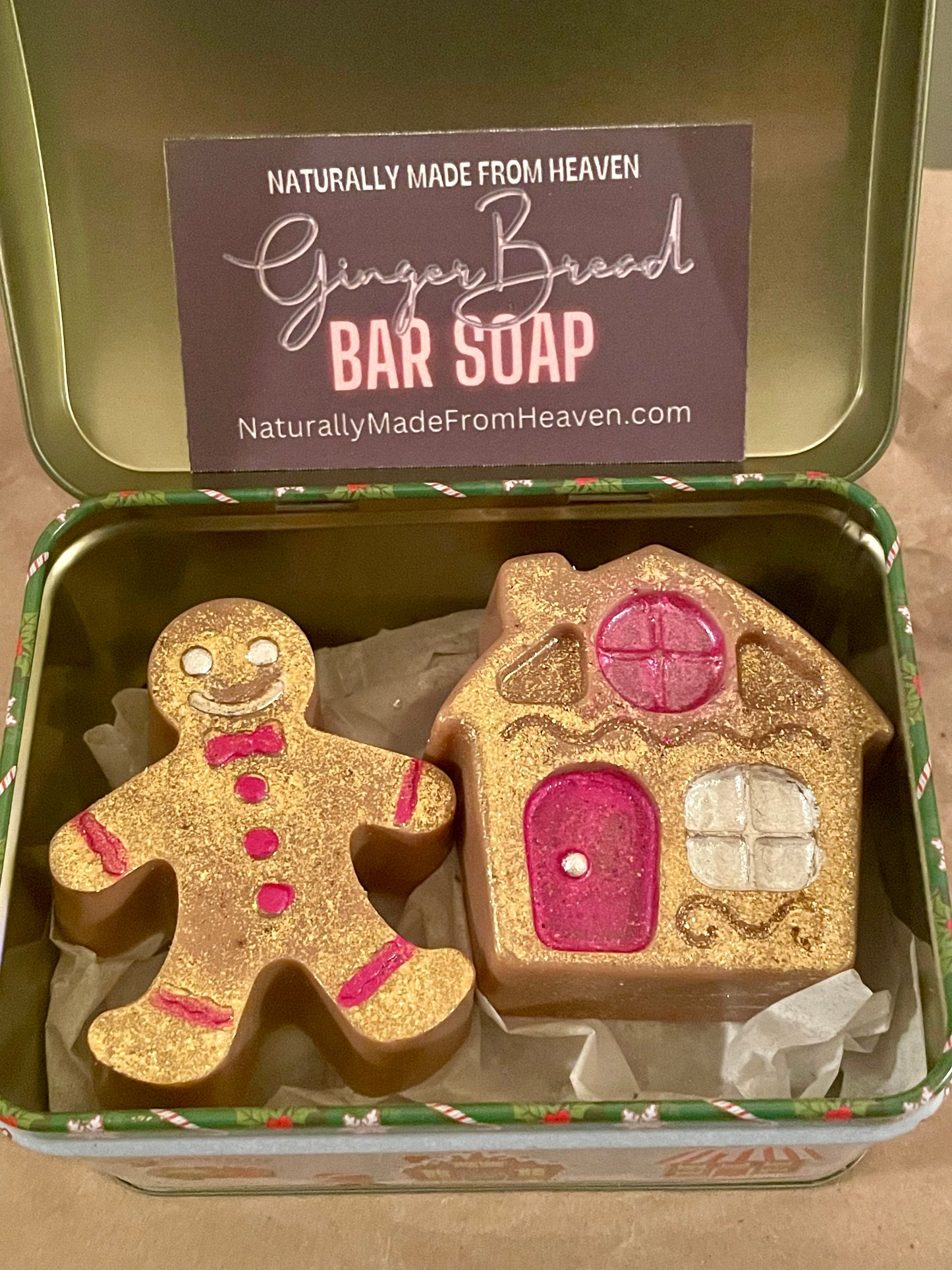 Gingerbread Man & House Soap Gift Set Tin