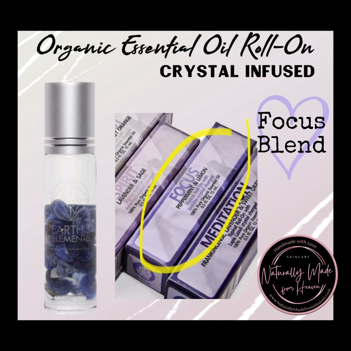 Focus Organic Roll-On Bottle (Crystal Infused)