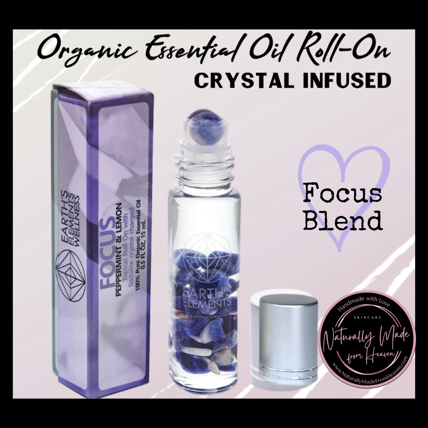 Focus Organic Roll-On Bottle (Crystal Infused)