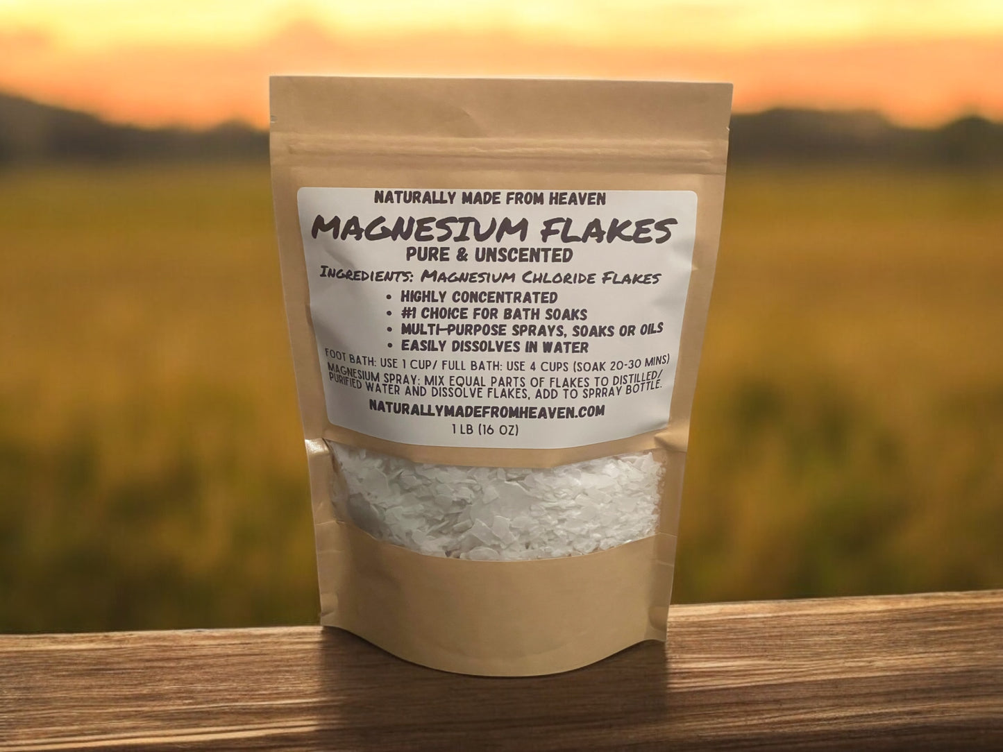 Pure Magnesium Flakes 1LB (16 oz) Unscented